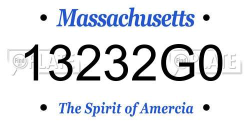 13232G0 Massachusetts License Plate