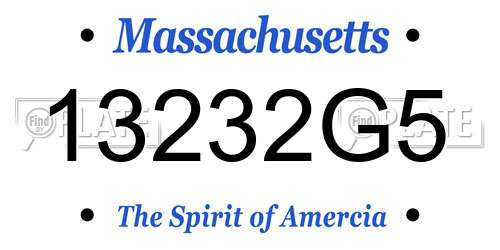 13232G5 Massachusetts License Plate