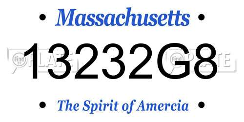 13232G8 Massachusetts License Plate