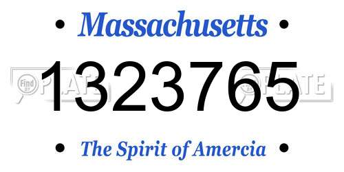 1323765 Massachusetts License Plate