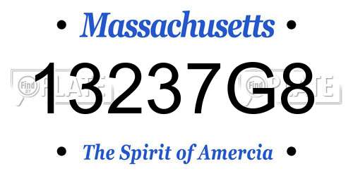 13237G8 Massachusetts License Plate