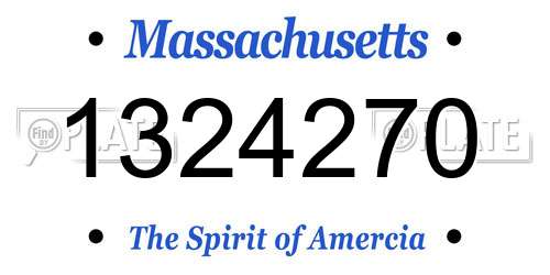1324270 Massachusetts License Plate
