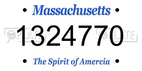 1324770 Massachusetts License Plate