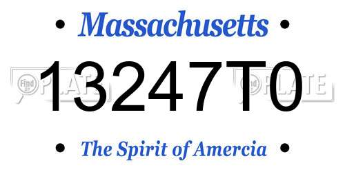 13247T0 Massachusetts License Plate