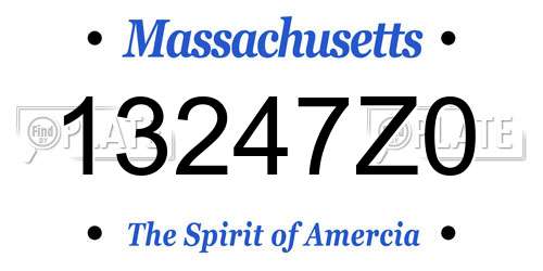 13247Z0 Massachusetts License Plate