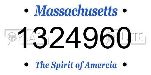 1324960 Massachusetts License Plate