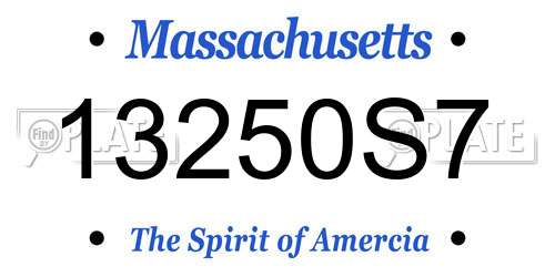 13250S7 Massachusetts License Plate