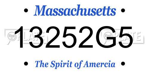 13252G5 Massachusetts License Plate