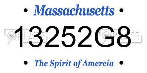 13252G8 Massachusetts License Plate
