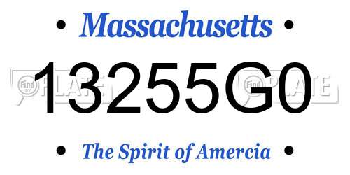 13255G0 Massachusetts License Plate