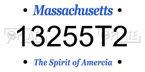 13255T2 Massachusetts License Plate