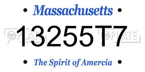 13255T7 Massachusetts License Plate
