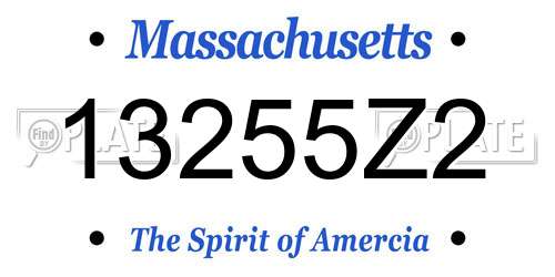 13255Z2 Massachusetts License Plate