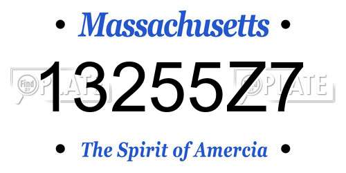 13255Z7 Massachusetts License Plate