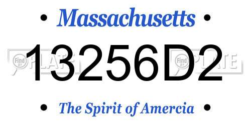 13256D2 Massachusetts License Plate