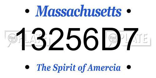 13256D7 Massachusetts License Plate