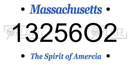 13256O2 Massachusetts License Plate