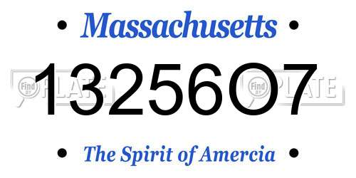 13256O7 Massachusetts License Plate