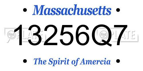 13256Q7 Massachusetts License Plate