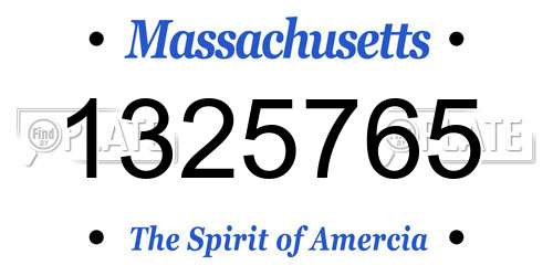 1325765 Massachusetts License Plate