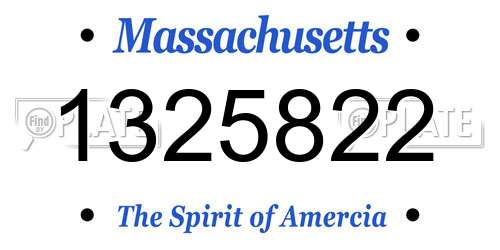 1325822 Massachusetts License Plate