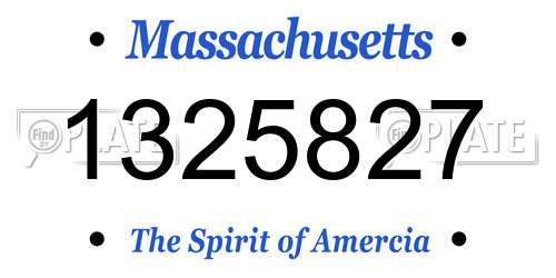 1325827 Massachusetts License Plate