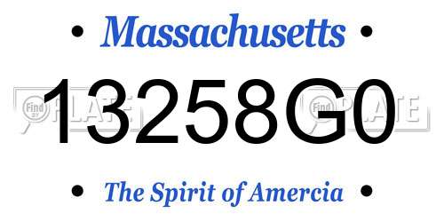 13258G0 Massachusetts License Plate