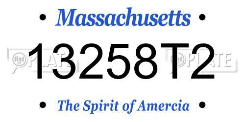 13258T2 Massachusetts License Plate