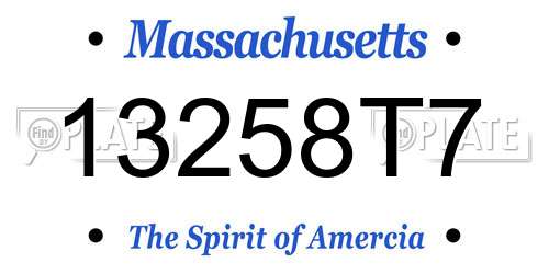 13258T7 Massachusetts License Plate