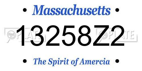 13258Z2 Massachusetts License Plate
