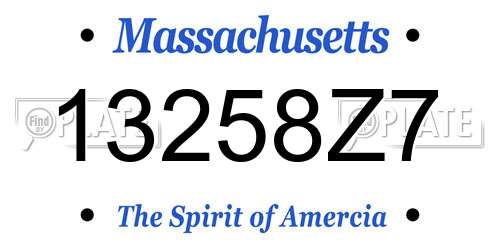 13258Z7 Massachusetts License Plate