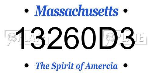 13260D3 Massachusetts License Plate
