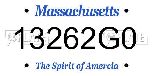 13262G0 Massachusetts License Plate