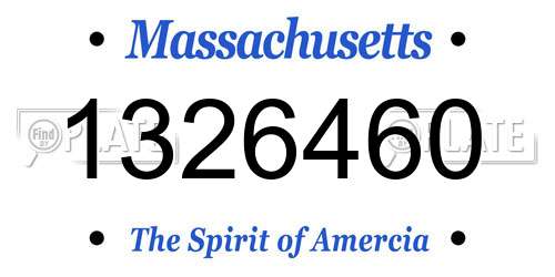 1326460 Massachusetts License Plate