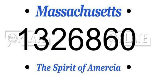 1326860 Massachusetts License Plate