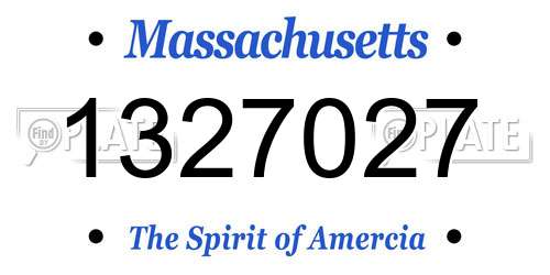 1327027 Massachusetts License Plate