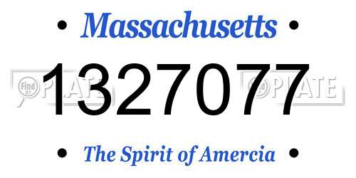 1327077 Massachusetts License Plate