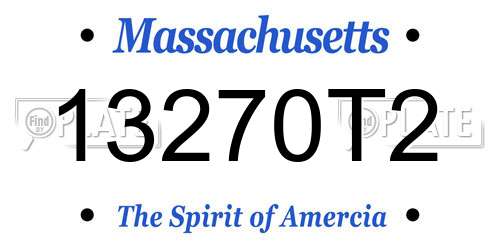 13270T2 Massachusetts License Plate