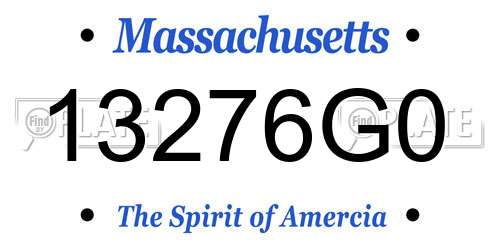13276G0 Massachusetts License Plate