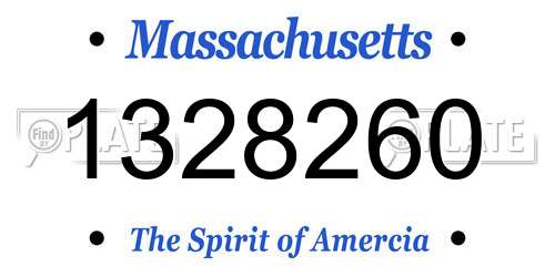 1328260 Massachusetts License Plate