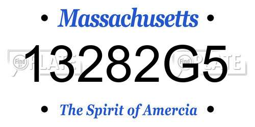 13282G5 Massachusetts License Plate
