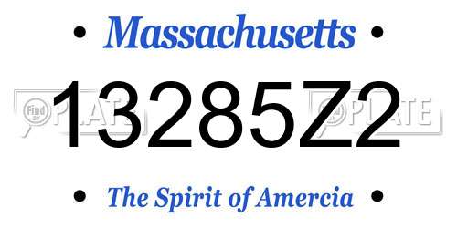 13285Z2 Massachusetts License Plate