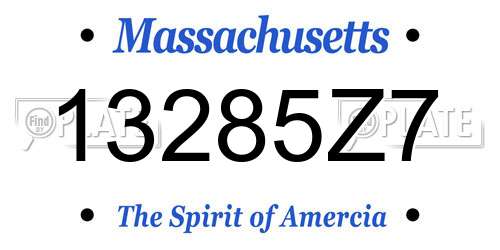 13285Z7 Massachusetts License Plate