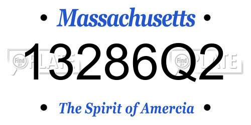 13286Q2 Massachusetts License Plate