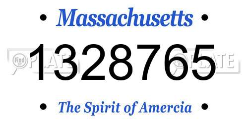 1328765 Massachusetts License Plate