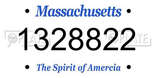 1328822 Massachusetts License Plate