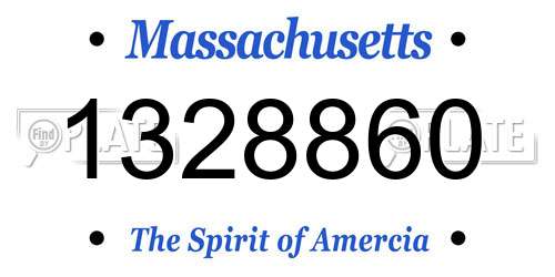1328860 Massachusetts License Plate