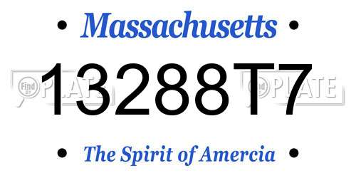 13288T7 Massachusetts License Plate