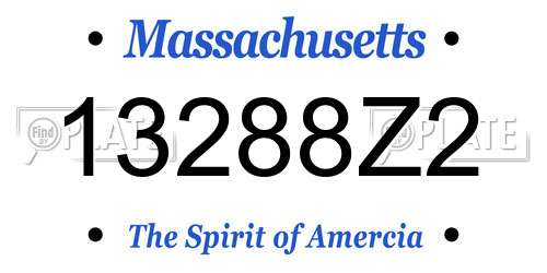 13288Z2 Massachusetts License Plate