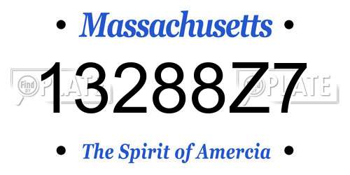 13288Z7 Massachusetts License Plate
